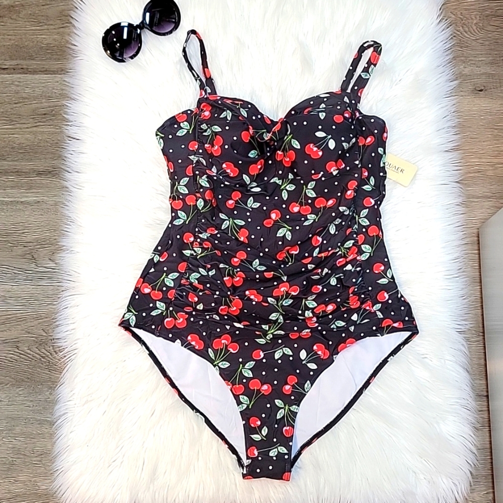 NEW |Cherry Print One-Piece Swimsuit - Picture 2 of 11
